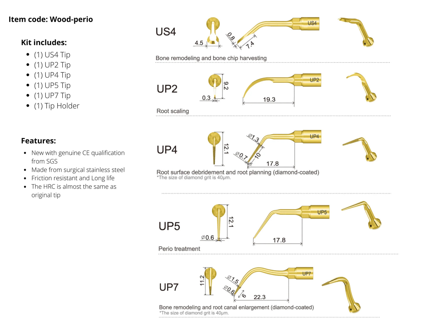 Piezo Surgical Tip Kit - Perio