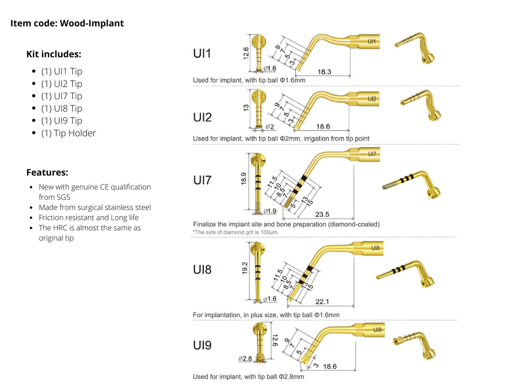 Piezo Surgical Tip Kit - Implant