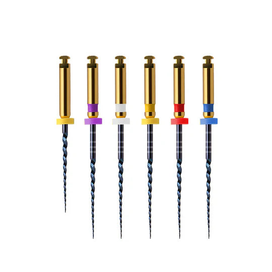 Endo Rotary Taper NiTi File, Silver, Gold and Blue 6pcs Pack