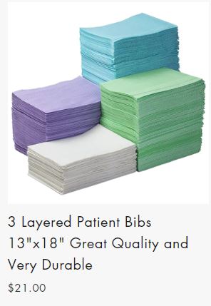 3 Layered Patient Bibs 13"x18" Great Quality and Very Durable